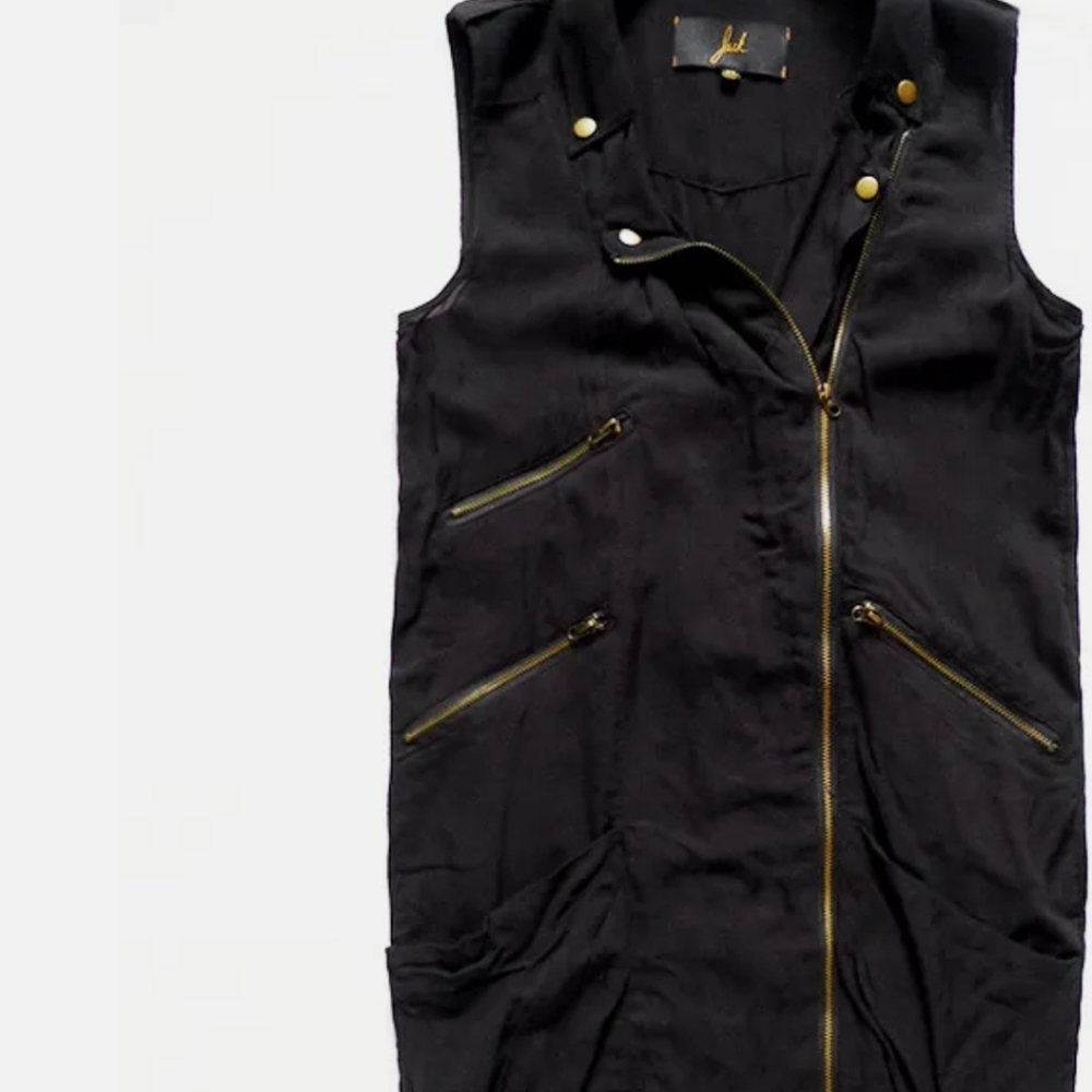 JACK for Modcloth Sleeveless bad ass Moto Zipper vest+ Multi Pockets